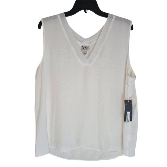 Worthington Womens White Sleeveless V-Neck Blouse XL - Picture 1 of 5